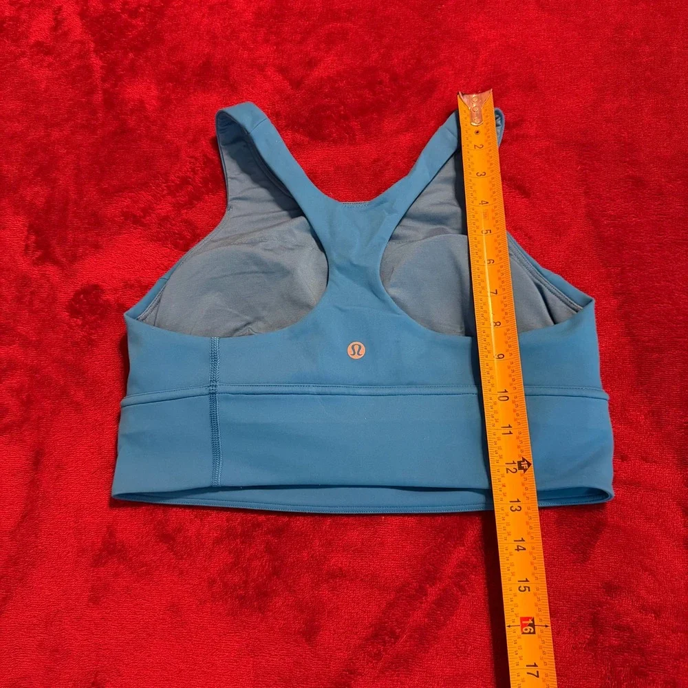 Lululemon Energy High-Neck Longline Bra Blue Cyan‎ Size 10 W2CV2S